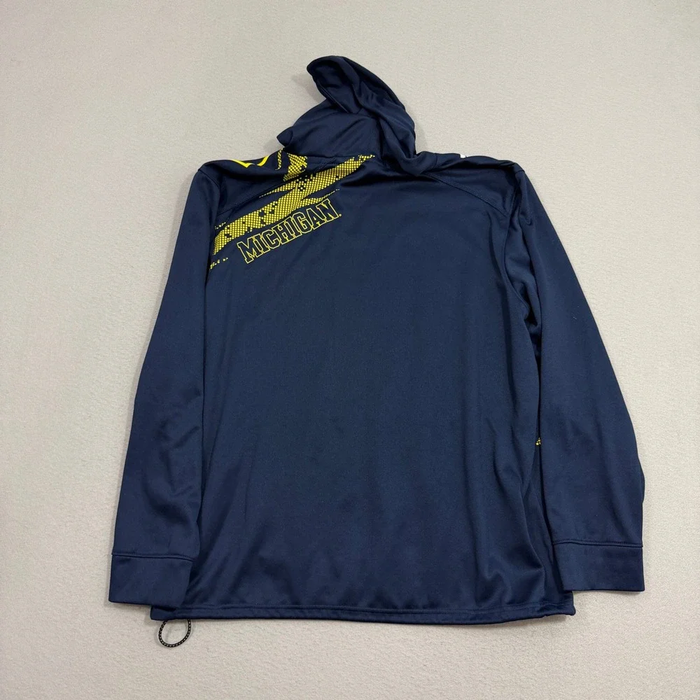 Adidas Hoodie Mens Large Blue Michigan Wolverines NCAA Fleece Pullover UofM